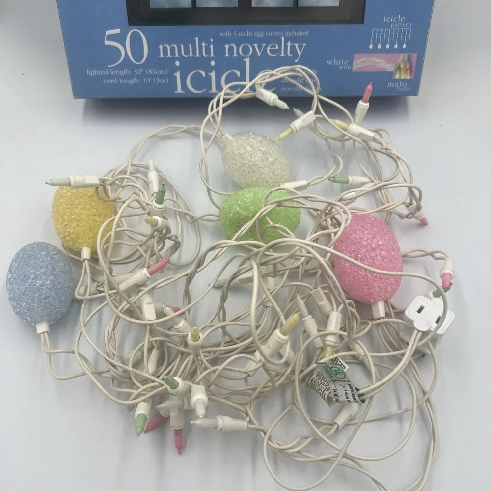 Vintage Easter Icicle‎ Lights Novelty Eggs Decor